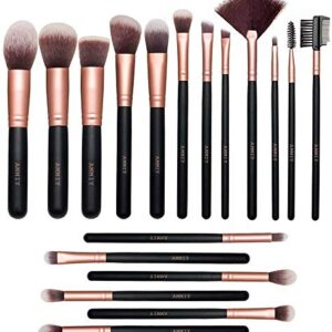 AMMIY Pinceles de Maquillaje Rose Golden: 18 Brochas Veganas de Lujo para un Maquillaje Impecable