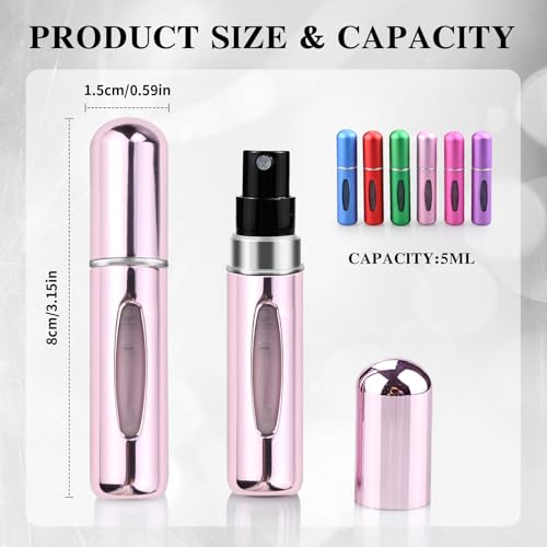 Atomizador de perfume recargable (5ml)Pack de 12, Multicolor