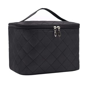 Bolso neceser de maquillaje grande para mujer, color negro
