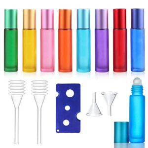 8 Botellas de vidrio roll on de colores de 10 ml