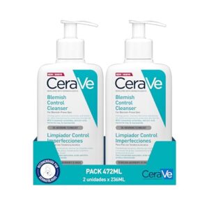 CeraVe Gel Limpiador espumoso Control Imperfecciones (2x 236 ml) + Muestra Facial SPF50 (3 ml)