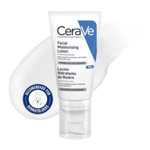 CeraVe Loción Hidratante de Rostro PM, Para Piel Normal a Seca, Hidrata y Restaura la Barrera Protectora de la Piel, Enriquecida con Ceramidas Esenciales, Niacinamida y Ácido Hialurónico, 52ml