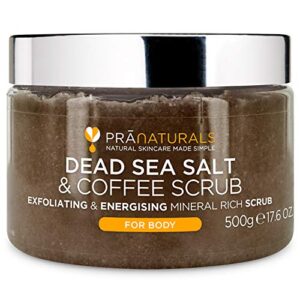 Exfoliante Corporal de Sal del Mar Muerto 500g Body Scrub de Sales para Nutrir la Piel, Rico en Minerales Naturales para Todo Tipo de Piel (Café)