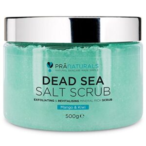 Exfoliante de sal del Mar Muerto 500g para cuerpo PraNaturals, aroma mango y kiwi