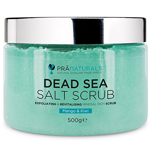Exfoliante de sal del Mar Muerto 500g para cuerpo PraNaturals, aroma mango y kiwi