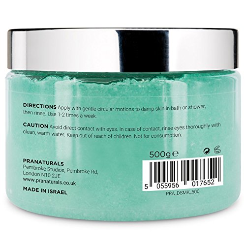 Exfoliante de sal del Mar Muerto 500g para cuerpo PraNaturals, aroma mango y kiwi