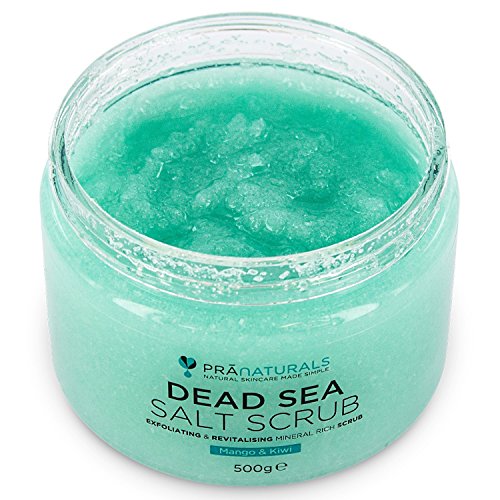 Exfoliante de sal del Mar Muerto 500g para cuerpo PraNaturals, aroma mango y kiwi