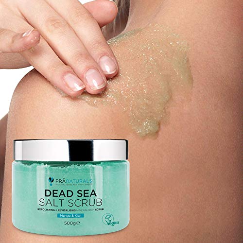 Exfoliante de sal del Mar Muerto 500g para cuerpo PraNaturals, aroma mango y kiwi