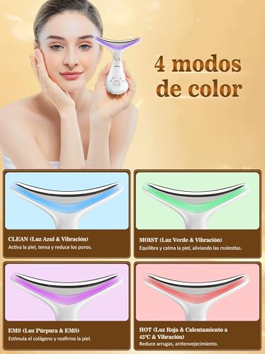 Masajeador Facial Eléctrico con luz 4 Colores LED